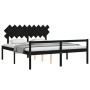 Double bed frame with black solid wood headboard by vidaXL, Beds and slatted bases - Ref: Foro24-3195565, Price: 164,99 €, Di...