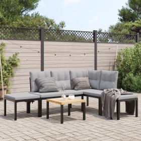 Set of garden sofas and cushions, 5 pieces, coated in black powder-coated steel. by , Garden sets - Ref: Foro24-3283660, Pric...