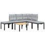 Gartensofa-Set mit 5-teiligen Kissen, pulverbeschichtetem schwarzen Stahl. von , Gartensets - Ref: Foro24-3283660, Preis: 337...