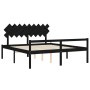 Double bed frame with black solid wood headboard by vidaXL, Beds and slatted bases - Ref: Foro24-3195565, Price: 164,99 €, Di...