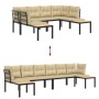 Gartensofa-Set mit 4-teiligen Kissen, pulverbeschichtetem schwarzen Stahl. von , Gartensets - Ref: Foro24-3283669, Preis: 374...