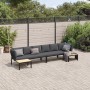 Garden sofa set with cushions, 4 pieces, black aluminum by , Garden sets - Ref: Foro24-3283697, Price: 590,47 €, Discount: %