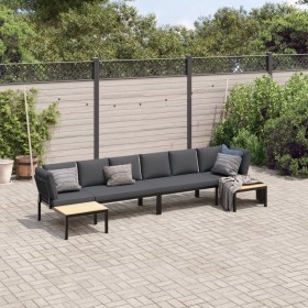 Garden sofa set with cushions, 4 pieces, black aluminum by , Garden sets - Ref: Foro24-3283697, Price: 590,07 €, Discount: %