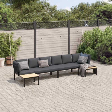 Gartensofagarnitur mit Kissen, 4-teilig, Schwarz, aus Aluminium von , Gartensets - Ref: Foro24-3283697, Preis: 590,47 €, Raba...