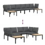 Garden sofa set with cushions, 4 pieces, black aluminum by , Garden sets - Ref: Foro24-3283697, Price: 590,47 €, Discount: %