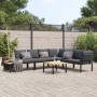 Garden sofa set with cushions, 5 pieces, black aluminum by , Garden sets - Ref: Foro24-3283681, Price: 665,99 €, Discount: %