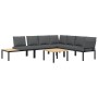 Garden sofa set with cushions, 5 pieces, black aluminum by , Garden sets - Ref: Foro24-3283681, Price: 665,10 €, Discount: %