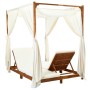 Double sun lounger with curtains and cushions in solid acacia wood by vidaXL, Loungers - Ref: Foro24-310318, Price: 758,32 €,...