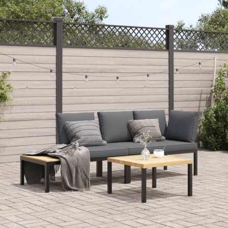 Gartensofagarnitur mit Kissen, 3-teilig, Schwarz, aus Aluminium von , Gartensets - Ref: Foro24-3283683, Preis: 366,99 €, Raba...