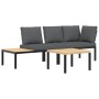 Garden sofa set with 3-piece black aluminum cushions by , Garden sets - Ref: Foro24-3283683, Price: 367,30 €, Discount: %