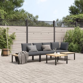 Garden sofa set with cushions, 4 pieces, black aluminum by , Garden sets - Ref: Foro24-3283706, Price: 501,97 €, Discount: %