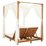 Double sun lounger with curtains and cushions in solid acacia wood by vidaXL, Loungers - Ref: Foro24-310318, Price: 758,32 €,...