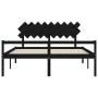 Double bed frame with black solid wood headboard by vidaXL, Beds and slatted bases - Ref: Foro24-3195565, Price: 164,99 €, Di...