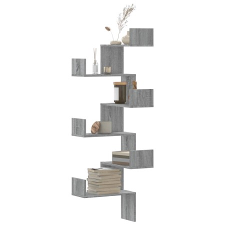 Corner wall shelf in Sonoma grey wood 45x45x147 cm by , Shelves and shelves - Ref: Foro24-852641, Price: 63,25 €, Discount: %