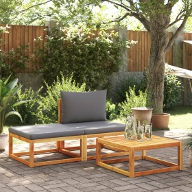 Garden sofa set with 3-piece solid acacia wood cushions. by , Outdoor sofas - Ref: Foro24-4008162, Price: 253,99 €, Discount: %