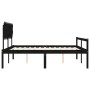 Double bed frame with black solid wood headboard by vidaXL, Beds and slatted bases - Ref: Foro24-3195565, Price: 164,99 €, Di...