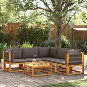 Gartensofa-Set mit 6-teiligen massiven Akazienholz-Kissen. von , Outdoor-Sofas - Ref: Foro24-3278828, Preis: 711,65 €, Rabatt: %