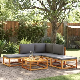 Garden sofa set with 6 pieces, solid acacia wood, and cushions. by , Outdoor sofas - Ref: Foro24-3278823, Price: 582,99 €, Di...