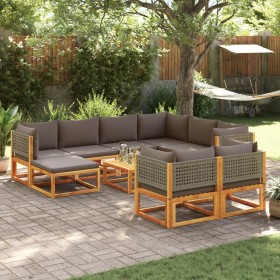 Gartensofa-Set mit 10 Teilen, massives Akazienholz, mit Kissen. von , Gartensets - Ref: Foro24-3278905, Preis: 1,00 €, Rabatt: %