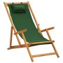 Silla de playa plegable madera maciza de eucalipto y tela verde de vidaXL, Sillas de jardín - Ref: Foro24-310312, Precio: 69,...