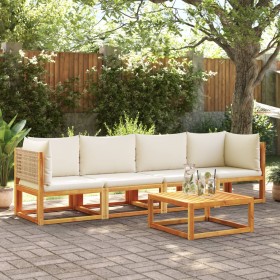 Solid acacia wood garden sofa set with 4 cushions. by , Garden sets - Ref: Foro24-3278924, Price: 486,99 €, Discount: %