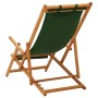 Folding beach chair solid eucalyptus wood and green fabric by vidaXL, Garden chairs - Ref: Foro24-310312, Price: 70,99 €, Dis...