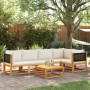 Garden sofa set with 6 pieces, solid acacia wood, and cushions. by , Garden sets - Ref: Foro24-3278875, Price: 684,39 €, Disc...