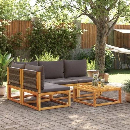 Gartensofagarnitur mit 5-teiligen Kissen aus massivem Akazienholz. von , Outdoor-Sofas - Ref: Foro24-3278842, Preis: 536,48 €...