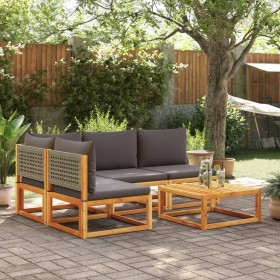 Garden sofa set with 5 pieces, solid acacia wood, and cushions. by , Garden sets - Ref: Foro24-3278911, Price: 525,08 €, Disc...