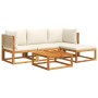 Garden sofa set with 5 pieces, solid acacia wood, and cushions. by , Garden sets - Ref: Foro24-3278918, Price: 525,18 €, Disc...