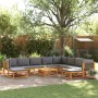 Garden sofa set with 11 pieces, solid acacia wood with cushions. by , Outdoor sofas - Ref: Foro24-3278837, Price: 1,00 €, Dis...