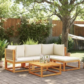 Gartensofagarnitur mit 5-teiligen Kissen aus massivem Akazienholz. von , Outdoor-Sofas - Ref: Foro24-3278849, Preis: 541,99 €...