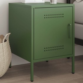 Mesita de noche de acero verde oliva 36x39x50,5 cm de , Mesitas de noche - Ref: Foro24-842918, Precio: 70,35 €, Descuento: %