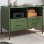 TV stand made of cold-rolled steel in olive green, measuring 68x39x50.5 cm. by , TV Furniture - Ref: Foro24-843050, Price: 12...