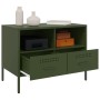 TV stand made of cold-rolled steel in olive green, measuring 68x39x50.5 cm. by , TV Furniture - Ref: Foro24-843050, Price: 12...