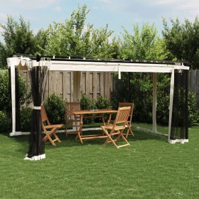 Cenador con paredes de malla acero crema 4x3 m de , Carpas y cenadores - Ref: Foro24-4003911, Precio: 385,99 €, Descuento: %