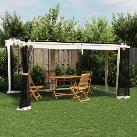 Pavillon mit cremefarbenen Stahl-Gitterwänden 4x3 m von , Zelte und Pavillons - Ref: Foro24-4003911, Preis: 385,41 €, Rabatt: %