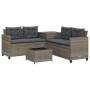 L-shaped garden sofa with table and gray PE rattan cushions by , Garden sets - Ref: Foro24-369029, Price: 371,20 €, Discount: %