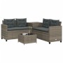 Gartensofa in L-Form mit Tisch und grauen PE-Rattan-Kissen. von , Gartensets - Ref: Foro24-369029, Preis: 371,57 €, Rabatt: %