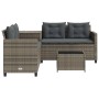 Gartensofa in L-Form mit Tisch und grauen PE-Rattan-Kissen. von , Gartensets - Ref: Foro24-369029, Preis: 371,57 €, Rabatt: %