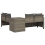 L-shaped garden sofa with table and gray PE rattan cushions by , Garden sets - Ref: Foro24-369029, Price: 371,20 €, Discount: %