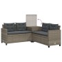 L-shaped garden sofa with table and gray PE rattan cushions by , Garden sets - Ref: Foro24-369029, Price: 371,20 €, Discount: %