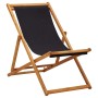 Folding beach chair made of eucalyptus wood and black fabric by vidaXL, Garden chairs - Ref: Foro24-310316, Price: 70,71 €, D...