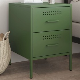 Mesita de noche de acero verde oliva 36x39x50,5 cm de , Mesitas de noche - Ref: Foro24-842930, Precio: 119,99 €, Descuento: %