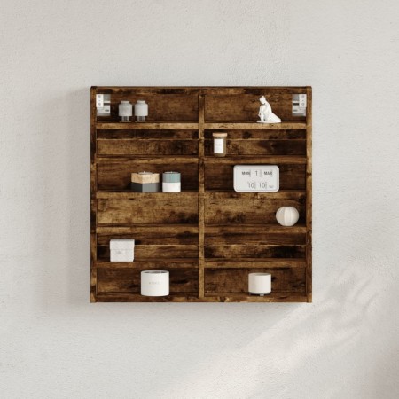 Vitrina de madera de ingeniería roble ahumado 60x8,5x58 cm de , Estantes y estanterías - Ref: Foro24-847965, Precio: 42,07 €,...