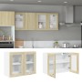 Hanging wardrobe made of glass and Sonoma oak particle board, measuring 80x31x60 cm. by , Kitchen cabinets - Ref: Foro24-8496...