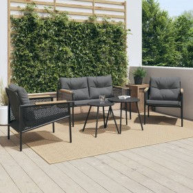 5-piece garden furniture set with black steel cushions by , Garden sets - Ref: Foro24-3283636, Price: 438,99 €, Discount: %