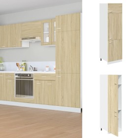 Refrigerator furniture made of Sonoma oak engineered wood, measuring 60x57x207 cm. by , Kitchen cabinets - Ref: Foro24-849626...