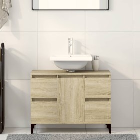 Armario de lavabo madera contrachapada roble Sonoma 80x33x60 cm de , Tocadores de baño - Ref: Foro24-849666, Precio: 90,06 €,...