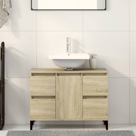 Armario de lavabo madera contrachapada roble Sonoma 80x33x60 cm de , Tocadores de baño - Ref: Foro24-849666, Precio: 88,73 €,...